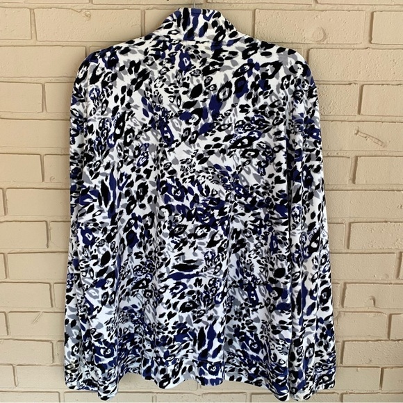 Chicos Zenergy Velvet Animal Print Zip Jacket Blue Animal Print Long Sleeve Sz 3 - Picture 5 of 7
